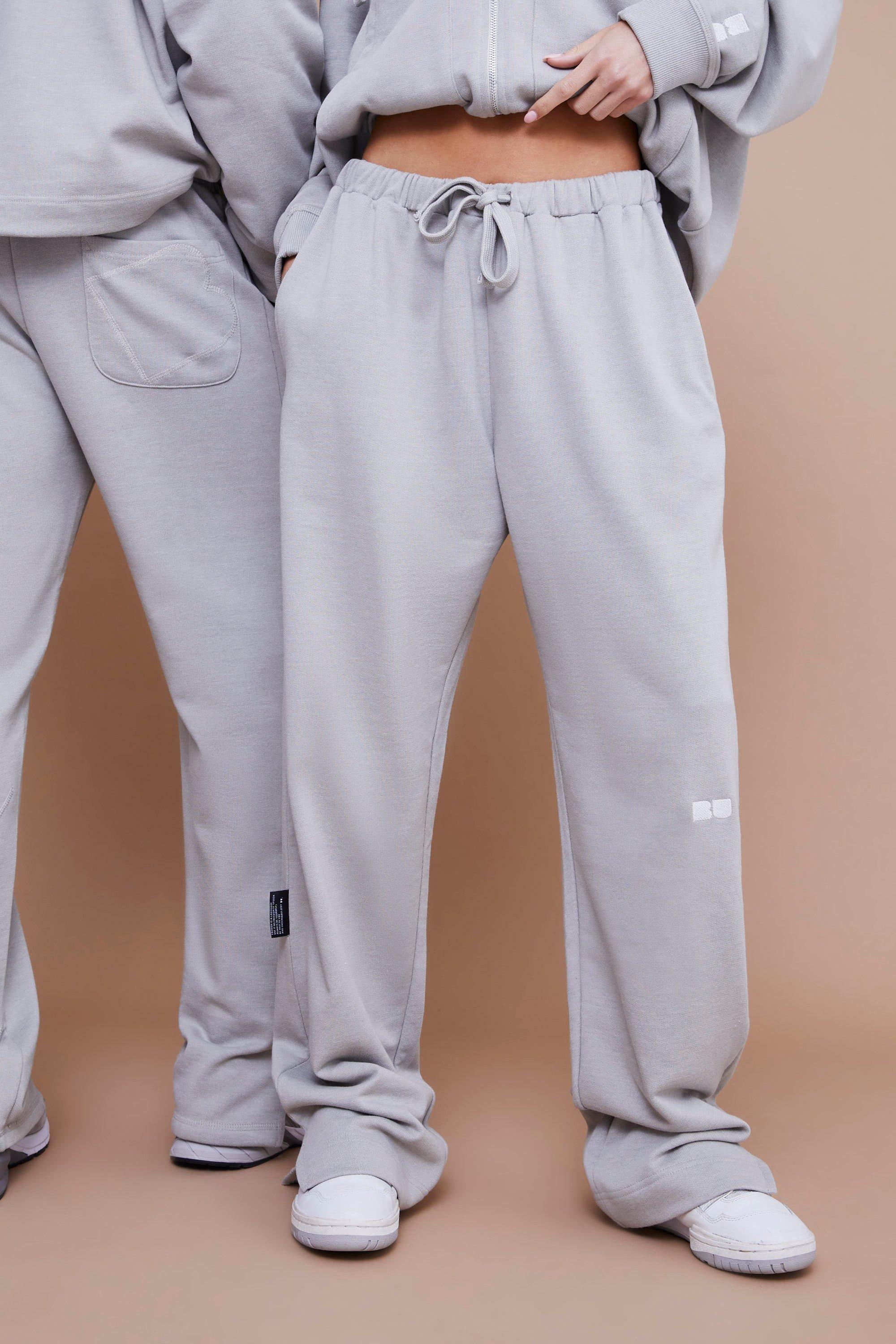 Mens Grey Relaxed Fit Split Hem Heavyweight Jogger, Grey